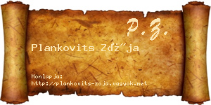 Plankovits Zója névjegykártya